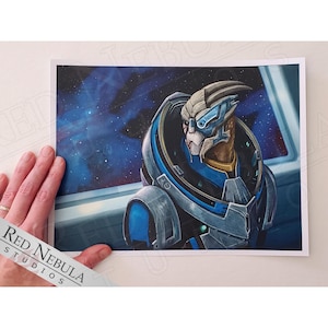 Garrus Vakarian Illustration, Mass Effect Art Print, 8.5 x 11 in