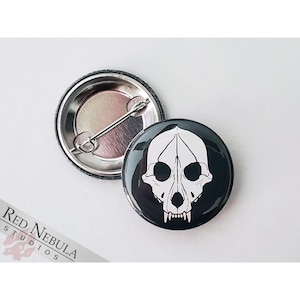 Wolf Skull Pinback Button, Magnet, or Keychain, 1.25&quot;, Canine Skeleton Button