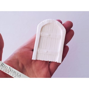 Resin Fairy Door, Wood with Arch, Optional Colored Doorknob - Blank Fairy Garden Door for Trees, Walls | Fairy House Kit Parts
