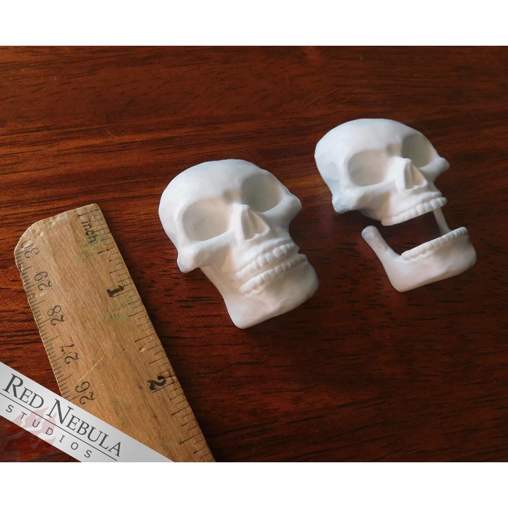 Blank Small Skull Cabochon, Flat Back Mini Skull Sculpture, Blank Resin Skull, Miniature Skeleton Head, Unpainted Skull Embellishment