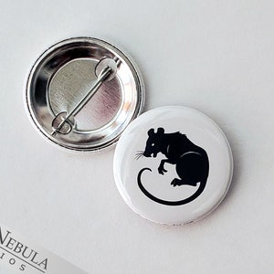 Spooky Rat Button, Magnet, or Keychain, 1.25, Creepy Animal Pin with Rat Silhouette image 1