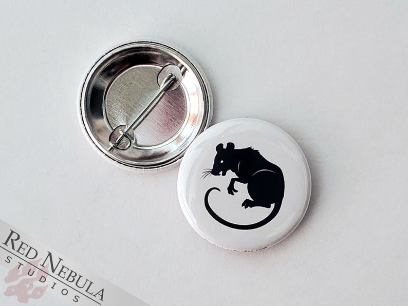 Spooky Rat Button, Magnet, or Keychain, 1.25, Creepy Animal Pin with Rat Silhouette image 1