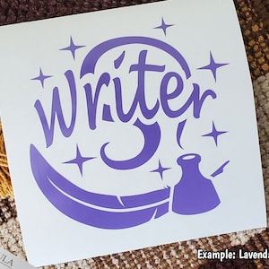 Writer Vinyl Decal, Car Decal Sticker for Authors, Novelists, Storytellers, and NaNoWriMo Multiple Color Options image 5