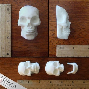 Blank Small Skull Cabochon, Flat Back Mini Skull Sculpture, Blank Resin Skull, Miniature Skeleton Head, Unpainted Skull Embellishment image 3