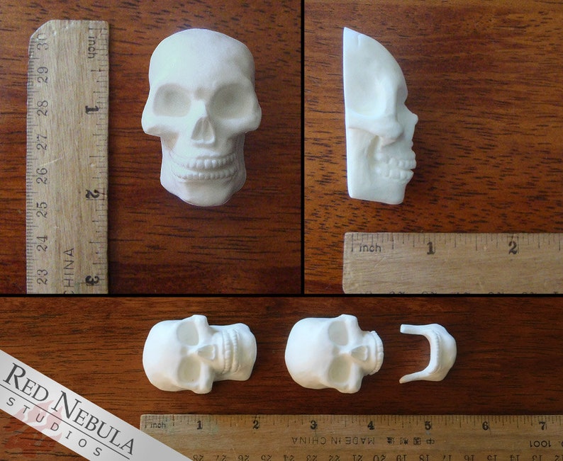 Blank Small Skull Cabochon, Flat Back Mini Skull Sculpture, Blank Resin Skull, Miniature Skeleton Head, Unpainted Skull Embellishment immagine 3