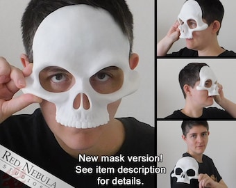 Demi-masque de crâne humain, masque en résine moulée vierge pour costumes de squelette