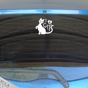 I Love Cats Vinyl Decal, Kitty Cat Lover Sticker for Outdoors, Laptops, or Car Windows Multiple Color Options image 3