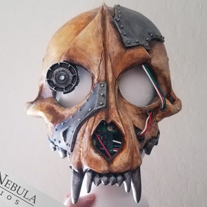 War Dog Skull Mask, One of a Kind Cyberpunk Monster Canine Mask Hand Painted Wolf Skull Face Mask with Wires and Hand Sculpted Details image 7