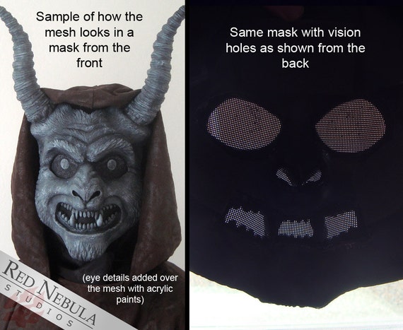 Putting black mesh Inside your Halloween mask to cover your eyes