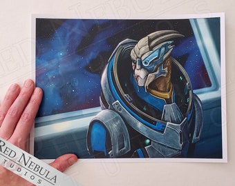 Garrus Vakarian Illustration, Mass Effect Art Print, 8.5 x 11 in