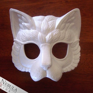 Stylized Cat Mask Blank, Kitty Masque, Cat Masquerade Mask, Resin Half Mask, DIY Blank Mask, Feline Renaissance Faire Mask, Cat Face Mask image 2