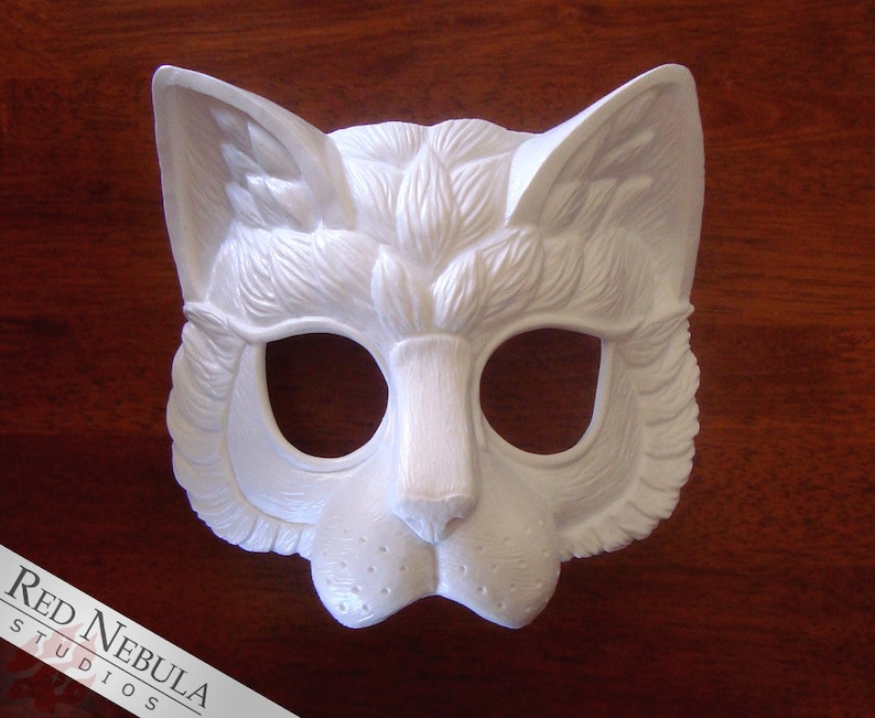Stylized Cat Mask Blank, Kitty Masque, Cat Masquerade Mask, Resin Half Mask, DIY Blank Mask, Feline Renaissance Faire Mask, Cat Face Mask afbeelding 2