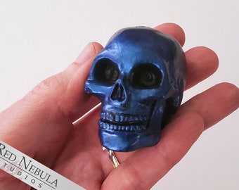 Iridescent Skull Figurine | Handpainted Miniature Human Skull Paperweight or Decoration