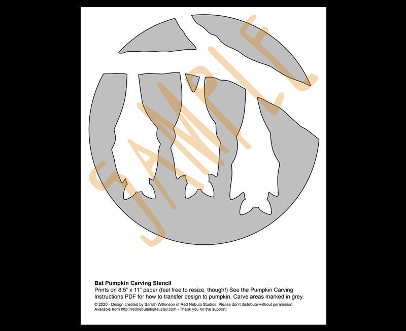 Digital Bat Pumpkin Stencils, Halloween Jackolantern Patterns Etsy