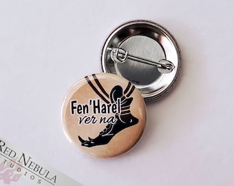 Fen'Harel Button, Magnet, or Keychain, 1.25", Dread Wolf Dragon Age Pinback Button with Solas Jawbone Design