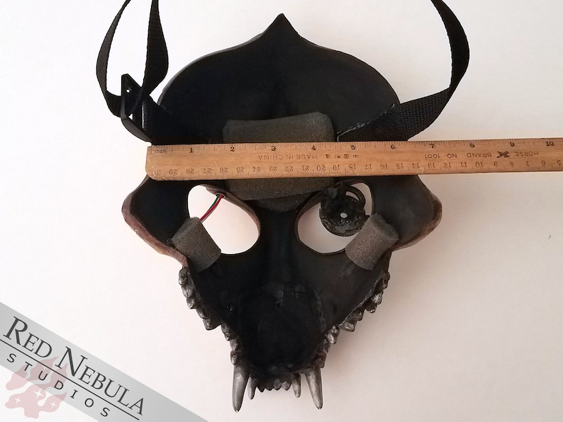 War Dog Skull Mask, One of a Kind Cyberpunk Monster Canine Mask Hand Painted Wolf Skull Face Mask with Wires and Hand Sculpted Details image 3