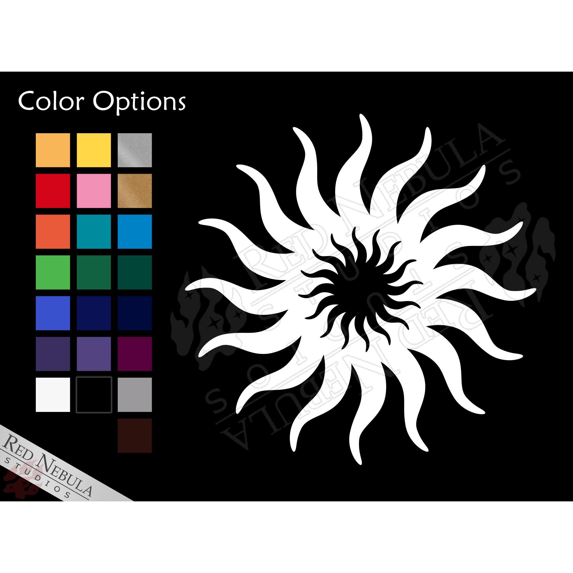 Chantry Sunburst Vinyl Decal, Dragon Age Car Decal with the Andrastian Chantry Sun Symbol - Multiple Color Options