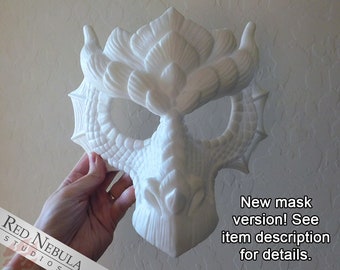 Dragon Mask Blank, Cast Resin Mask for Fantasy Masquerades or Ren Faire