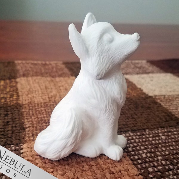 Fox Figurine - Solid Resin Blank Mini Statue Paperweight, Ornament, Nature Decor, DIY Painting Project