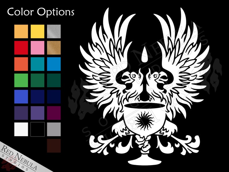 Grey Wardens Vinyl Decal, 5 x 6 Dragon Age Car Decal with Two Griffons and Chalice Multiple Color Options image 1