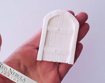 Resin Fairy Door, Wood with Arch, Optional Colored Doorknob - Blank Fairy Garden Door for Trees, Walls | Fairy House Kit Parts