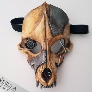 War Dog Skull Mask, One of a Kind Cyberpunk Monster Canine Mask Hand Painted Wolf Skull Face Mask with Wires and Hand Sculpted Details image 2