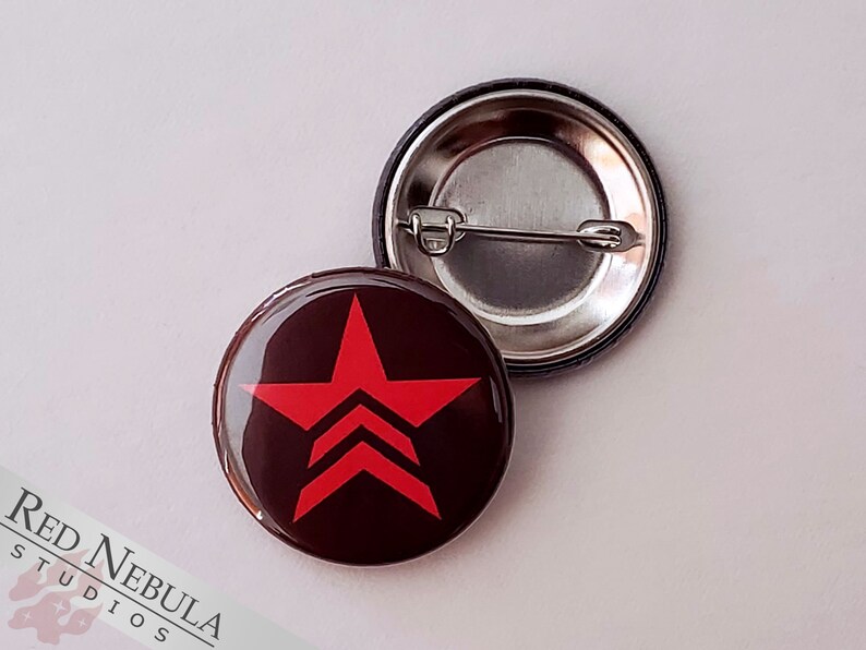 Renegade Button, Magnet, or Keychain, 1.25, Mass Effect Renegade Pinback Button with Red Star Symbol image 1