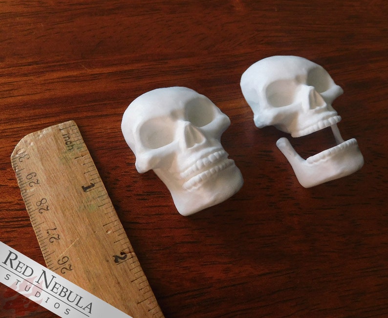 Blank Small Skull Cabochon, Flat Back Mini Skull Sculpture, Blank Resin Skull, Miniature Skeleton Head, Unpainted Skull Embellishment image 1