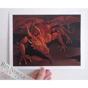 Bronze Dragon Art Print, &quot;Reptilian Bronze&quot;, Fantasy Artwork, 8.5 x 11 in