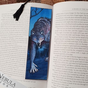 Vinyl Werewolf Bookmark with Black Tassel, Lycanthropy Movie Monster Horror Illustration image 2