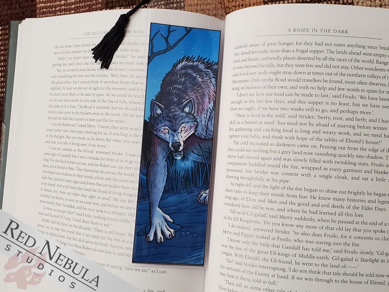 Vinyl Werewolf Bookmark with Black Tassel, Lycanthropy Movie Monster Horror Illustration image 2