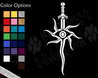 Inquisition Sword Vinyl Decal, Dragon Age Car Decal with DAI Sword and Eye Symbol - Multiple Color Options