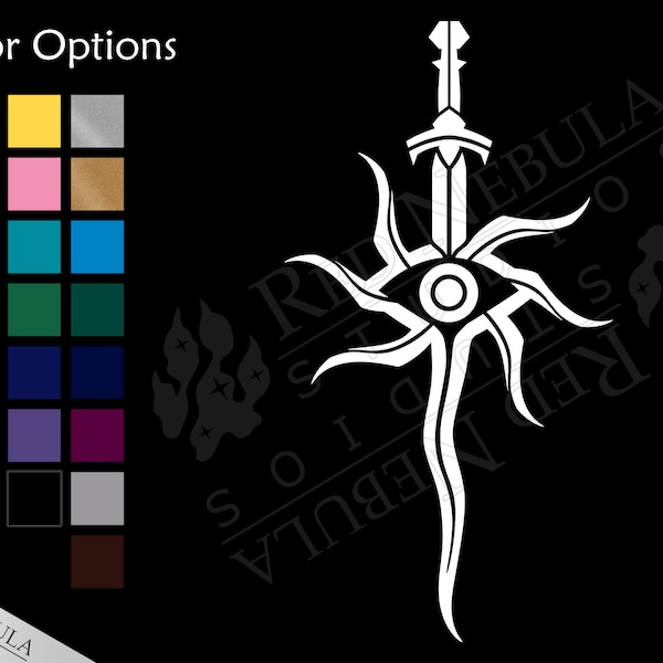 Inquisition Sword Vinyl Decal, Dragon Age Car Decal with DAI Sword and Eye Symbol - Multiple Color Options