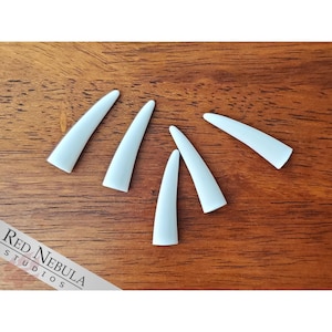 Set of Thin 1.5&quot; Fangs, Sharp White or Black Resin Teeth, Long Creature Fang Costume Accessories