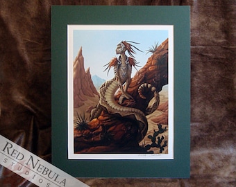 Snake Woman Art Print, "Desert Queen" - Matted Limited Edition #5 of 100 - 8.5" x 11" Print with 11" x 14" Mat Board
