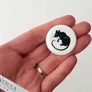 Spooky Rat Button, Magnet, or Keychain, 1.25, Creepy Animal Pin with Rat Silhouette image 3