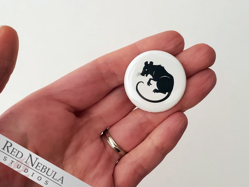 Spooky Rat Button, Magnet, or Keychain, 1.25, Creepy Animal Pin with Rat Silhouette image 3