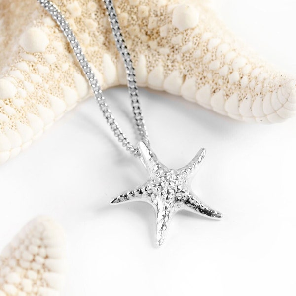 Starfish Necklace, 925 Sterling Silver Dainty Necklace, Starfish Jewelry, Beach Jewelry, Nautical Gift for Her, Sea Life Jewelry