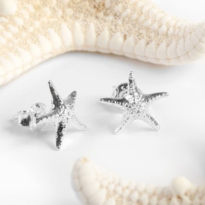 Starfish Earrings, 925 Sterling Silver Studs, Starfish Jewelry, Gift for Her, Nautical Gift for Her, Sea Life Jewelry, Gold Starfish