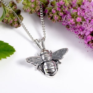925 Sterling Silber Bienen Halskette, Hummel Halskette, Honigbiene Anhänger, Speichern Sie die Bienen Schmuck, Geschenk für Freundin, 24 Karat Vergoldung