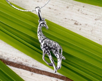 Giraffe Necklace in 925 Sterling Silver, Giraffe Charm Pendant, Women's Animal Safari Jewelry, Gift for Her, 24ct Gold Plate