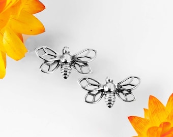 Pequeños pendientes de abeja de plata, tachuelas de abejorro de plata de ley, joyas Save the Bees, regalo para mujeres, pendientes de abeja de oro, regalos de abeja