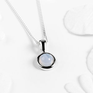 Blue Lace Agate Necklace in Sterling Silver, Minimal Necklace Choker, Dainty Necklace, Boho Necklace, Blue Lace Jewelry, Birthstone Gifts
