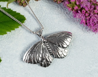 Silver Moth Necklace, Insect Jewelry, Woodland Jewelry, Boho Necklace, Gift for Nature Lover, Graduation Gift