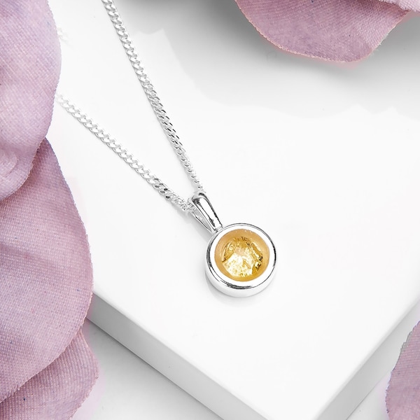 Natural Citrine Necklace in Sterling Silver, Minimal Necklace, Citrine Jewelry, November Birthstone Gift, Boho Necklace, Dainty Necklace