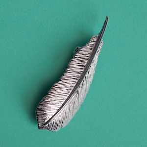 Massive Sterling Silber Feder Brosche Pin, Sterling Silber Feder Pin, Silber Brosche, Boho Schmuck, Geschenk für Mama