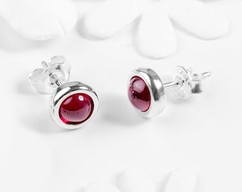 Garnet Sterling Silver Stud Earrings: January Birthstone Jewelry