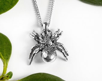Tarantula Spider Sterling Silver Necklace, Spider Jewelry, Insect Necklace, Gothic Halloween Necklace