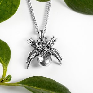 Tarantula Spider Sterling Silver Necklace, Spider Jewelry, Insect Necklace, Gothic Halloween Necklace