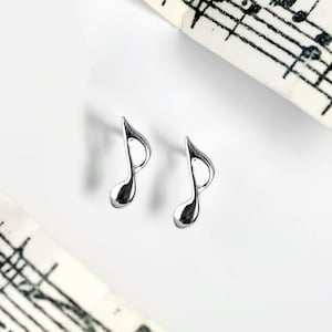 925 Sterling Silver Music Note Stud Earrings, Music Jewelry, Music Gift, Minimal Jewelry, Music Teacher Gift, Gold Plated Musical Earrings